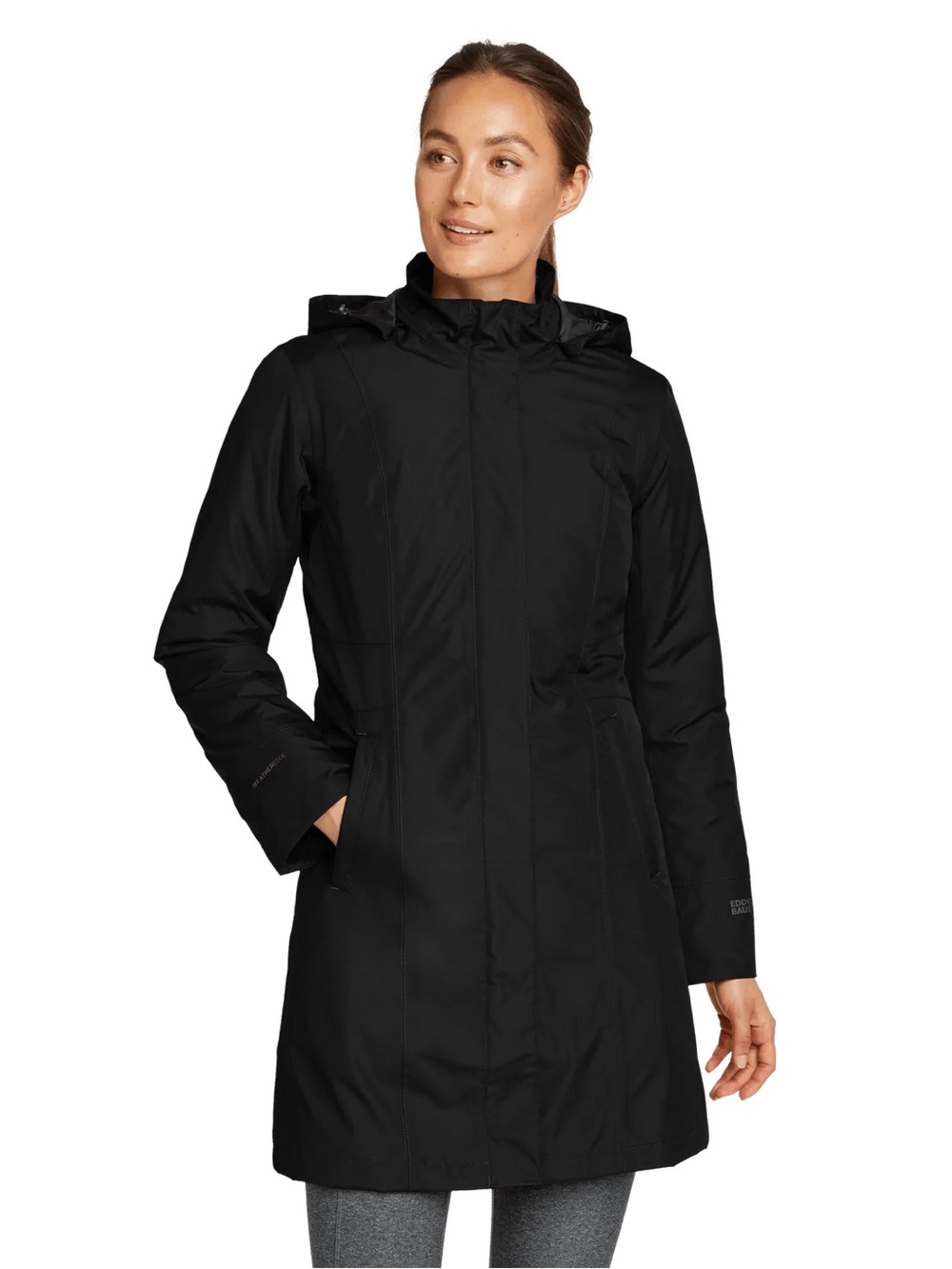 Eddie Bauer WeatherEdge Black Hooded Rain Jacket Women’s XL
